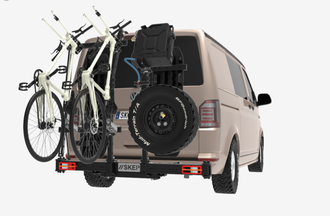 SKEP Gear Carrier an einem VW T6.1 mit Fahrrädern und Reserverad